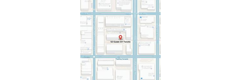 Static map placeholder showing location of 123 Queen St W, Toronto, ON, Canada