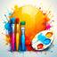 Icon showing colorful illustrative artwork representing Illustration services
